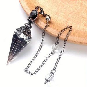 Black Agate Chip Crystal Pendulum